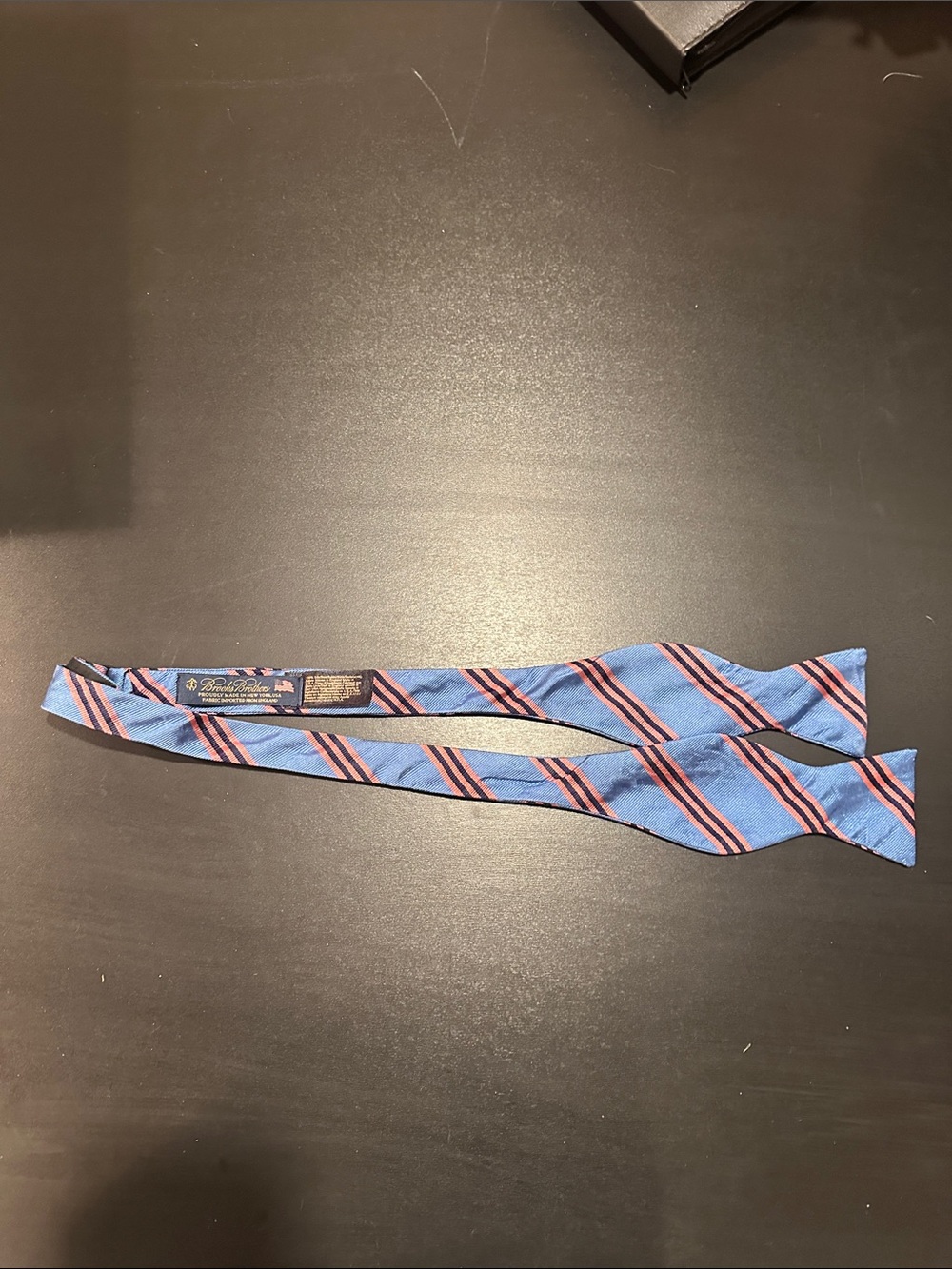 Brooks Brothers Blue and Pink Striped Bow Tie